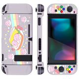 eXtremeRate PlayVital Piggy Sandwich Back Cover for NS Switch Console, NS Joycon Handheld Controller Separable Protector Hard Shell, Dockable Protective Case with Colorful ABXY Direction Button Caps - NTT118
