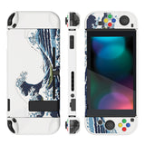 eXtremeRate PlayVital The Great Wave Back Cover for Nintendo Switch, NS Joycon Handheld Controller Protector Hard Shell, Dockable Protective Case with Colorful ABXY Direction Button Caps - NTT121