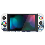 eXtremeRate PlayVital The Great Wave Back Cover for Nintendo Switch, NS Joycon Handheld Controller Protector Hard Shell, Dockable Protective Case with Colorful ABXY Direction Button Caps - NTT121