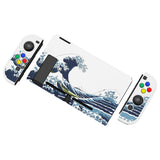 eXtremeRate PlayVital The Great Wave Back Cover for Nintendo Switch, NS Joycon Handheld Controller Protector Hard Shell, Dockable Protective Case with Colorful ABXY Direction Button Caps - NTT121