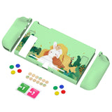 PlayVital Rabbit & Girl Protective Case for NS Switch, Soft TPU Slim Case Cover for NS Switch Joy-Con Console with Colorful ABXY Direction Button Caps - NTU6011