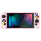 PlayVital Hungry Kitties Protective Case for NS, Soft TPU Slim Case Cover for NS Joycon Console with Colorful ABXY Direction Button Caps - NTU6020