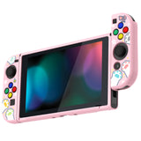PlayVital Hungry Kitties Protective Case for NS, Soft TPU Slim Case Cover for NS Joycon Console with Colorful ABXY Direction Button Caps - NTU6020