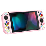 PlayVital Hungry Kitties Protective Case for NS, Soft TPU Slim Case Cover for NS Joycon Console with Colorful ABXY Direction Button Caps - NTU6020
