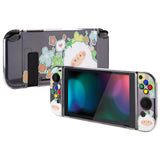 PlayVital Flowery Sheep Protective Case for NS, Soft TPU Slim Case Cover for NS Joycon Console with Colorful ABXY Direction Button Caps - NTU6028