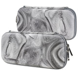 PlayVital Carrying Case for Nintendo Switch & Switch OLED, Portable Pouch Storage Handbag Travel Bag Protective Hard Case for Switch Console w/Thumb Grip Caps & 10 Game Card Slots - Silver Swirl - NTW007