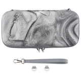 PlayVital Carrying Case for Nintendo Switch & Switch OLED, Portable Pouch Storage Handbag Travel Bag Protective Hard Case for Switch Console w/Thumb Grip Caps & 10 Game Card Slots - Silver Swirl - NTW007