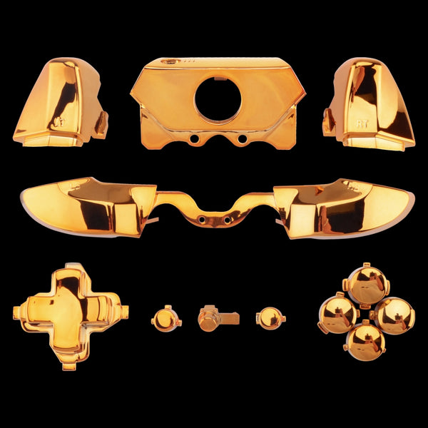 eXtremeRate Chrome Gold Full Set Buttons Kit for Xbox One Controller 3 ...