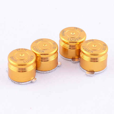 eXtremeRate Alloy Metal Gold Customized Bullet Action Buttons Custom Kits for PS4 Controller - P3J0201