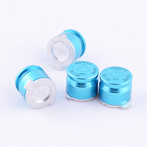 eXtremeRate Aluminum Blue Customized Bullet Action Buttons Custom Kits for PS4 Controller - P3J0204