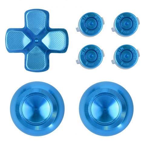 eXtremeRate Metal Blue Repair ThumbSticks Action Buttons Dpad for PS4 Pro Slim Controller -P4AJ0009GC