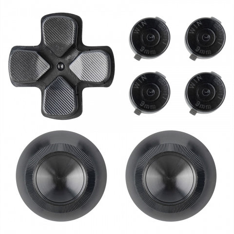 eXtremeRate Metal Black Repair ThumbSticks Action Buttons Dpad for PS4 Pro Slim Controller -P4AJ0013GC