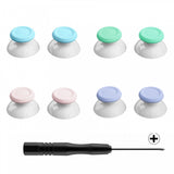 eXtremeRate Dual-Color Replacement 3D Joystick Thumbsticks, Analog Thumb Sticks with Screwdriver for PS4 Slim Pro Controller - Cherry Blossoms Pink & Mint Green &Heaven Blue & Light Violet - P4AJ0016GC
