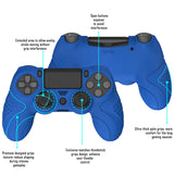 PlayVital Guardian Edition Blue Ergonomic Soft Anti-Slip Controller Silicone Case Cover for PS4, Rubber Protector Skins with black Joystick Caps for PS4 Slim PS4 Pro Controller - P4CC0064