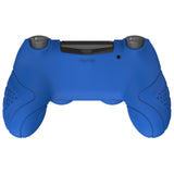 PlayVital Guardian Edition Blue Ergonomic Soft Anti-Slip Controller Silicone Case Cover for PS4, Rubber Protector Skins with black Joystick Caps for PS4 Slim PS4 Pro Controller - P4CC0064