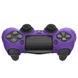 PlayVital Guardian Edition Purple Ergonomic Soft Anti-Slip Controller Silicone Case Cover for PS4, Rubber Protector Skins with black Joystick Caps for PS4 Slim PS4 Pro Controller - P4CC0065