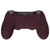 PlayVital Guardian Edition Wine Red Ergonomic Soft Anti-Slip Controller Silicone Case Cover for PS4, Rubber Protector Skins with black Joystick Caps for PS4 Slim PS4 Pro Controller - P4CC0066