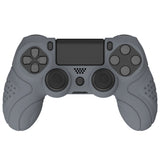 PlayVital Guardian Edition Gray Ergonomic Soft Anti-Slip Controller Silicone Case Cover for PS4, Rubber Protector Skins with black Joystick Caps for PS4 Slim PS4 Pro Controller - P4CC0068