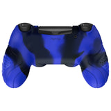 PlayVital Guardian Edition Blue & Black Ergonomic Soft Anti-Slip Controller Silicone Case Cover for PS4, Rubber Protector Skins with black Joystick Caps for PS4 Slim PS4 Pro Controller - P4CC0070