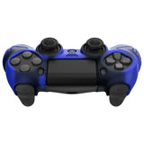 PlayVital Guardian Edition Blue & Black Ergonomic Soft Anti-Slip Controller Silicone Case Cover for PS4, Rubber Protector Skins with black Joystick Caps for PS4 Slim PS4 Pro Controller - P4CC0070