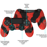 PlayVital Guardian Edition Red & Black Ergonomic Soft Anti-Slip Controller Silicone Case Cover for PS4, Rubber Protector Skins with black Joystick Caps for PS4 Slim PS4 Pro Controller - P4CC0071