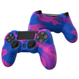 PlayVital Guardian Edition Pink & Purple & Blue Ergonomic Soft Anti-Slip Controller Silicone Case Cover for PS4, Rubber Protector Skins with black Joystick Caps for PS4 Slim PS4 Pro Controller - P4CC0072
