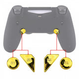 eXtremeRate Chrome Gold Glossy Replacement Redesigned Back Buttons K1 K2 Paddles for eXtremeRate PS4 Controller Dawn 2.0 Remap Kit - P4GZ051