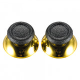 eXtremeRate Replacement Chrome Gold Buttom Black Rubber Thumbsticks For PS4 Controller - P4J0119