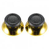 eXtremeRate Replacement Chrome Gold Buttom Black Rubber Thumbsticks For PS4 Controller - P4J0119
