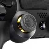 eXtremeRate Replacement Chrome Gold Buttom Black Rubber Thumbsticks For PS4 Controller - P4J0119