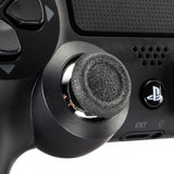 eXtremeRate Replacement Chrome Silver Buttom Black Rubber Thumbsticks For PS4 Controller - P4J0120