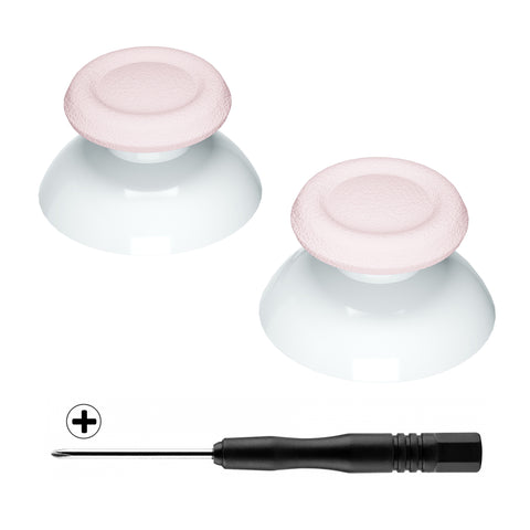 eXtremeRate Cherry Blossoms Pink & White Dual-Color Replacement 3D Joystick Thumbsticks, Analog Thumb Sticks with Phillips Screwdriver for PS4 Slim Pro Controller - P4J0129