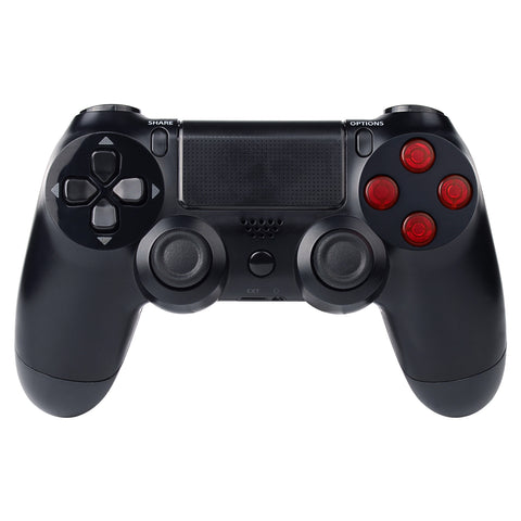 eXtremeRate Transparent Red Action Buttons Repair for PS4 Controller-P4J0211