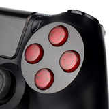 eXtremeRate Transparent Red Action Buttons Repair for PS4 Controller-P4J0211