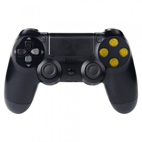 eXtremeRate Transparent Yellow Action Buttons Repair for PS4 Controller-P4J0213