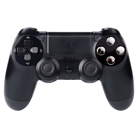 eXtremeRate Chrome Silver Action Buttons Repair for 4 PS4 Controller-P4J0218