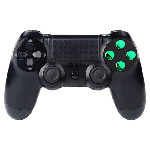 eXtremeRate Chrome Green Action Buttons Repair for 4 PS4 Controller-P4J0222