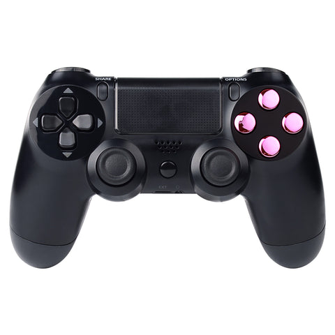 eXtremeRate Chrome Pink Action Buttons Repair for PS4 Controller-P4J0234