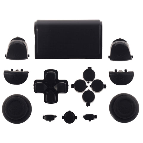 eXtremeRate Black Replacement Matte Button Accessories Kits for PS4 Controller - P4J0409