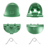 eXtremeRate Metal Green Color Buttons Custom Kits R1 L1 R2 L2 Triggers for PS4 Controller - P4J0906