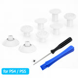 eXtremeRate White ThumbsGear Interchangeable Ergonomic Thumbstick for PS4 Slim PS4 Pro PS5 Controller with 3 Height Domed and Concave Grips Adjustable Joystick - P4J1102