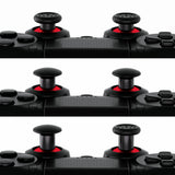 eXtremeRate ThumbsGear Interchangeable Ergonomic Thumbstick for PS4 Slim PS4 Pro PS5 Controller with 3 Height Domed and Concave Grips Adjustable Joystick - Chrome Red & Black - P4J1106