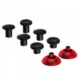 eXtremeRate ThumbsGear Interchangeable Ergonomic Thumbstick for PS4 Slim PS4 Pro PS5 Controller with 3 Height Domed and Concave Grips Adjustable Joystick - Chrome Red & Black - P4J1106