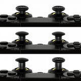 eXtremeRate ThumbsGear Interchangeable Ergonomic Thumbstick for PS4 Slim PS4 Pro Controller with 3 Height Domed and Concave Grips Adjustable Joystick -  Chrome Glossy Gold & Black - P4J1108