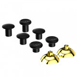 eXtremeRate ThumbsGear Interchangeable Ergonomic Thumbstick for PS4 Slim PS4 Pro Controller with 3 Height Domed and Concave Grips Adjustable Joystick -  Chrome Glossy Gold & Black - P4J1108