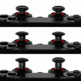 eXtremeRate ThumbsGear Interchangeable Ergonomic Thumbstick for PS4 Slim PS4 Pro Controller with 3 Height Domed and Concave Grips Adjustable Joystick - Chrome Glossy Red & Black - P4J1110