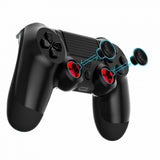 eXtremeRate ThumbsGear Interchangeable Ergonomic Thumbstick for PS4 Slim PS4 Pro Controller with 3 Height Domed and Concave Grips Adjustable Joystick - Chrome Glossy Red & Black - P4J1110