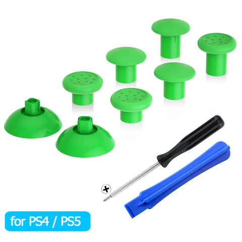 eXtremeRate Green ThumbsGear Interchangeable Ergonomic Thumbstick for PS5 Controller, for PS4 All Model Controller - 3 Height Domed and Concave Grips Adjustable Joystick - P4J1114