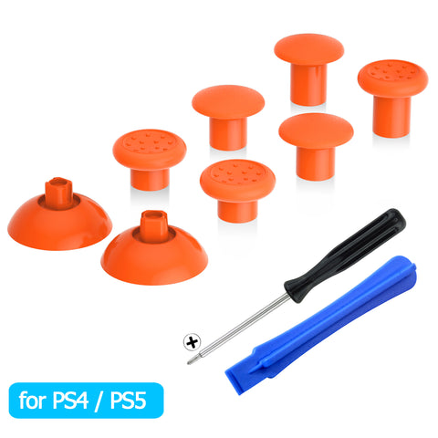 eXtremeRate Orange ThumbsGear Interchangeable Ergonomic Thumbstick for PS5 Controller, for PS4 All Model Controller - 3 Height Domed and Concave Grips Adjustable Joystick - P4J1116