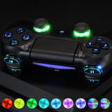 eXtremeRate Multi-Colors Luminated D-pad Thumbstick L1 R1 R2 L2 Home Face Buttons DTFS (DTF 2.0) LED Kit for PS4 CUH-ZCT2 Controller with Classical Symbols Buttons - 10 Colors Modes 7 Areas DIY Option - P4LED02